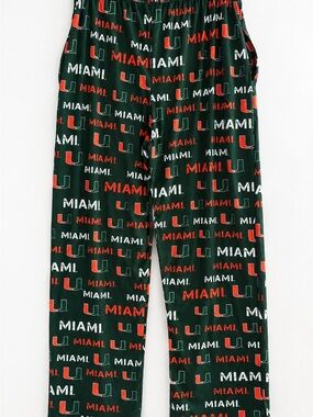 University of Miami Hurricanes All Over Print Pajama Pants Green Lounge Sleepwea